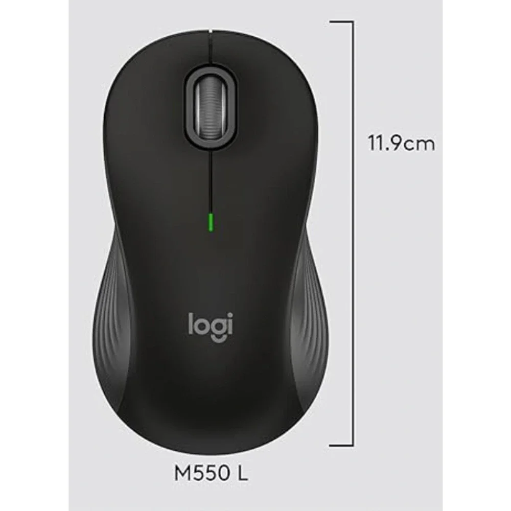 Logitech Signature 550L Wireless Mouse (Black) Bluetooth, USB - For Large Hands